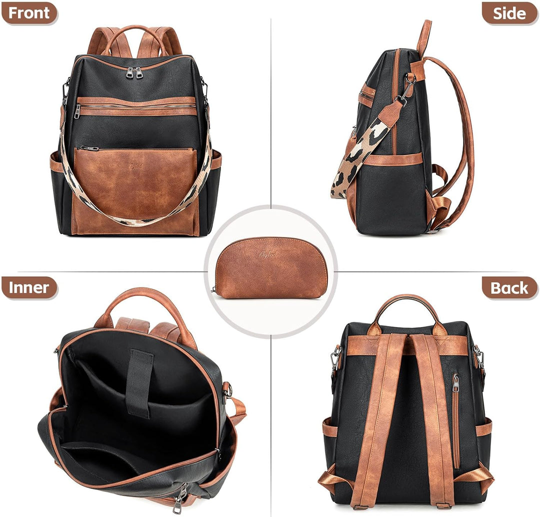 AGLOD Mochila de cuero vegano para computadora portátil para mujer,...