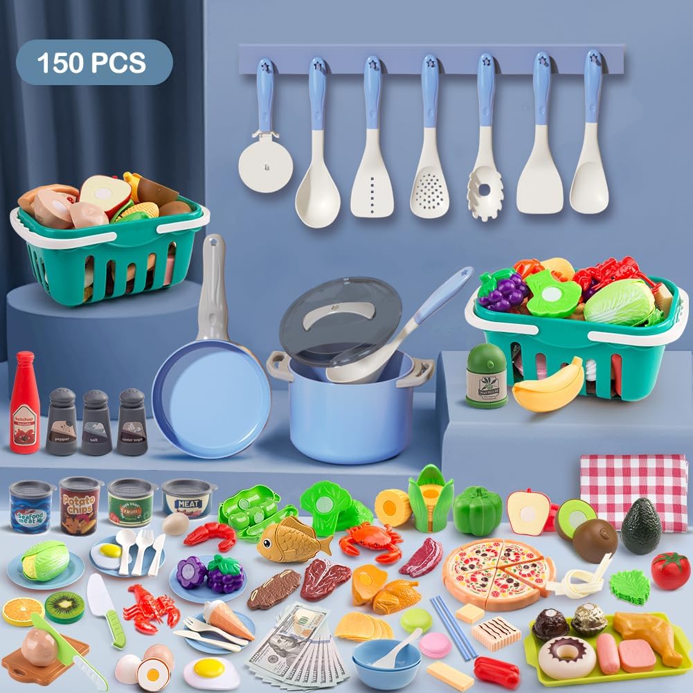 Juego de cocina de 150 piezas, accesorios de cocina para niños pequ...