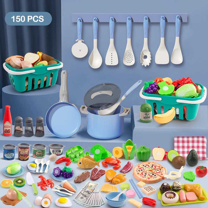 Juego de cocina de 150 piezas, accesorios de cocina para niños pequ...