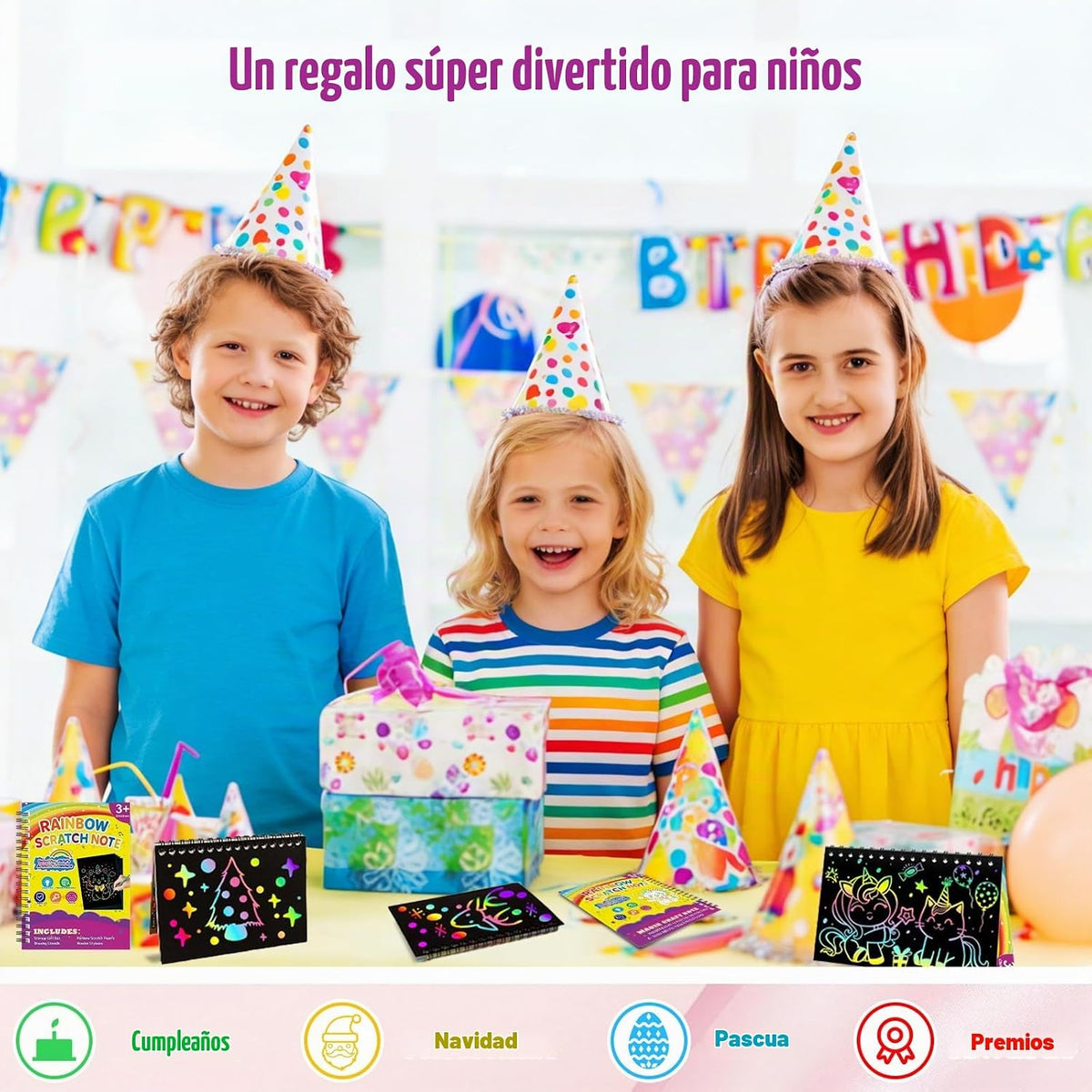 HXDOGSP Scratch Art para niños: paquete de 32 recuerdos de fiesta de papel para rascar arco iris, cuaderno de manualidades adecuado para regalos de cumpleaños, kit de manualidades escolares, premios