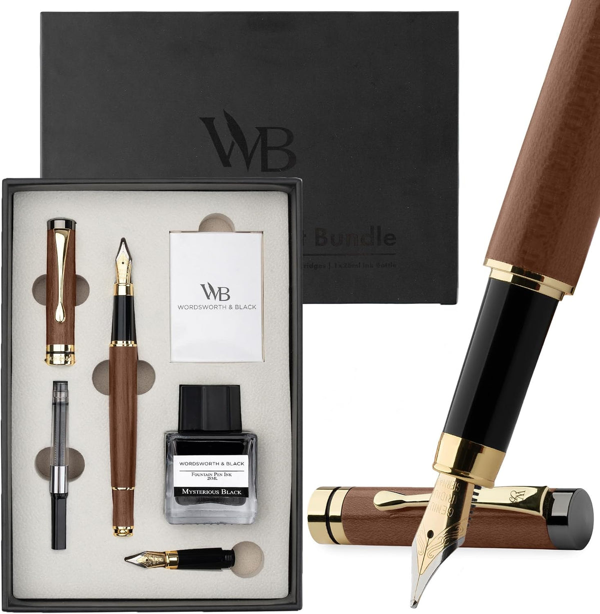 Wordsworth & Black Juego de pluma estilográfica de madera de bambú