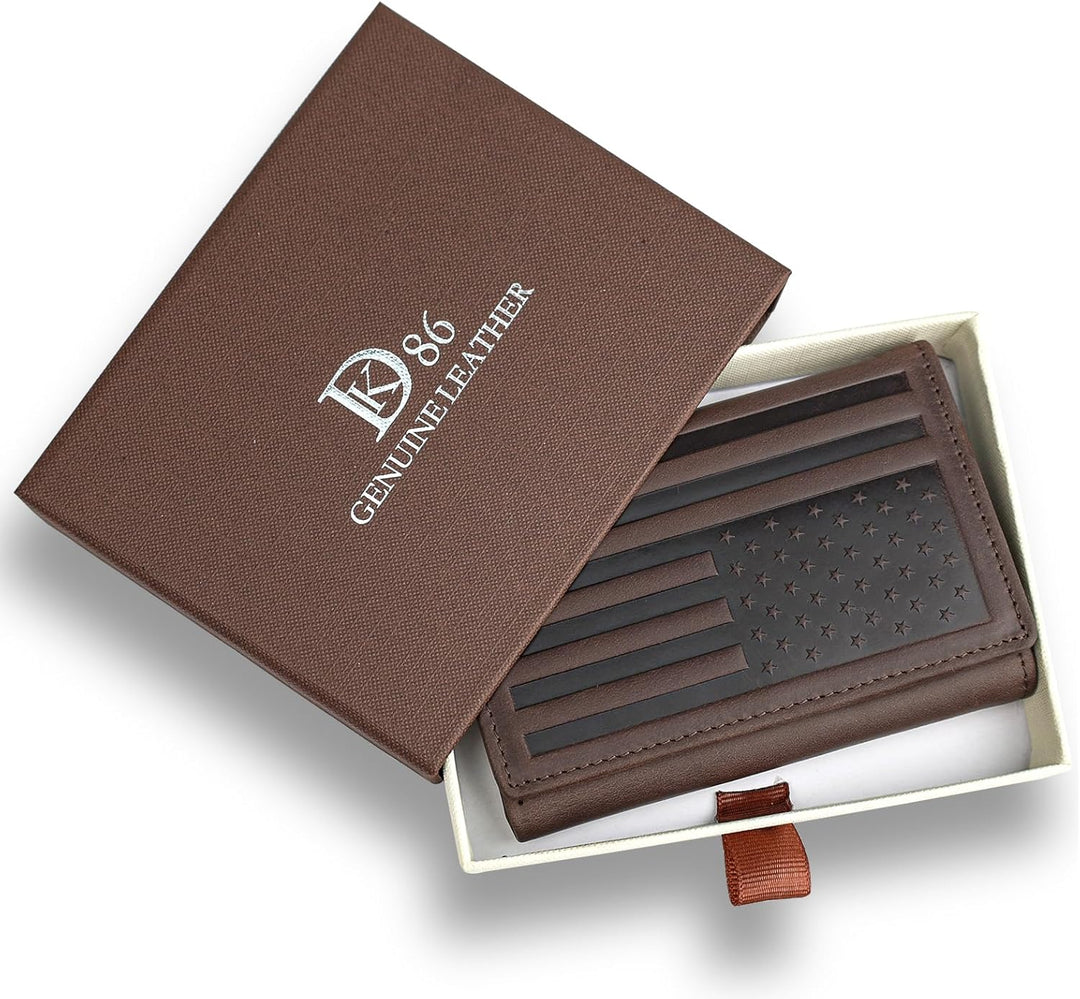 DK86 Billeteras de cuero genuino con bloqueo RFID con ventana de id...