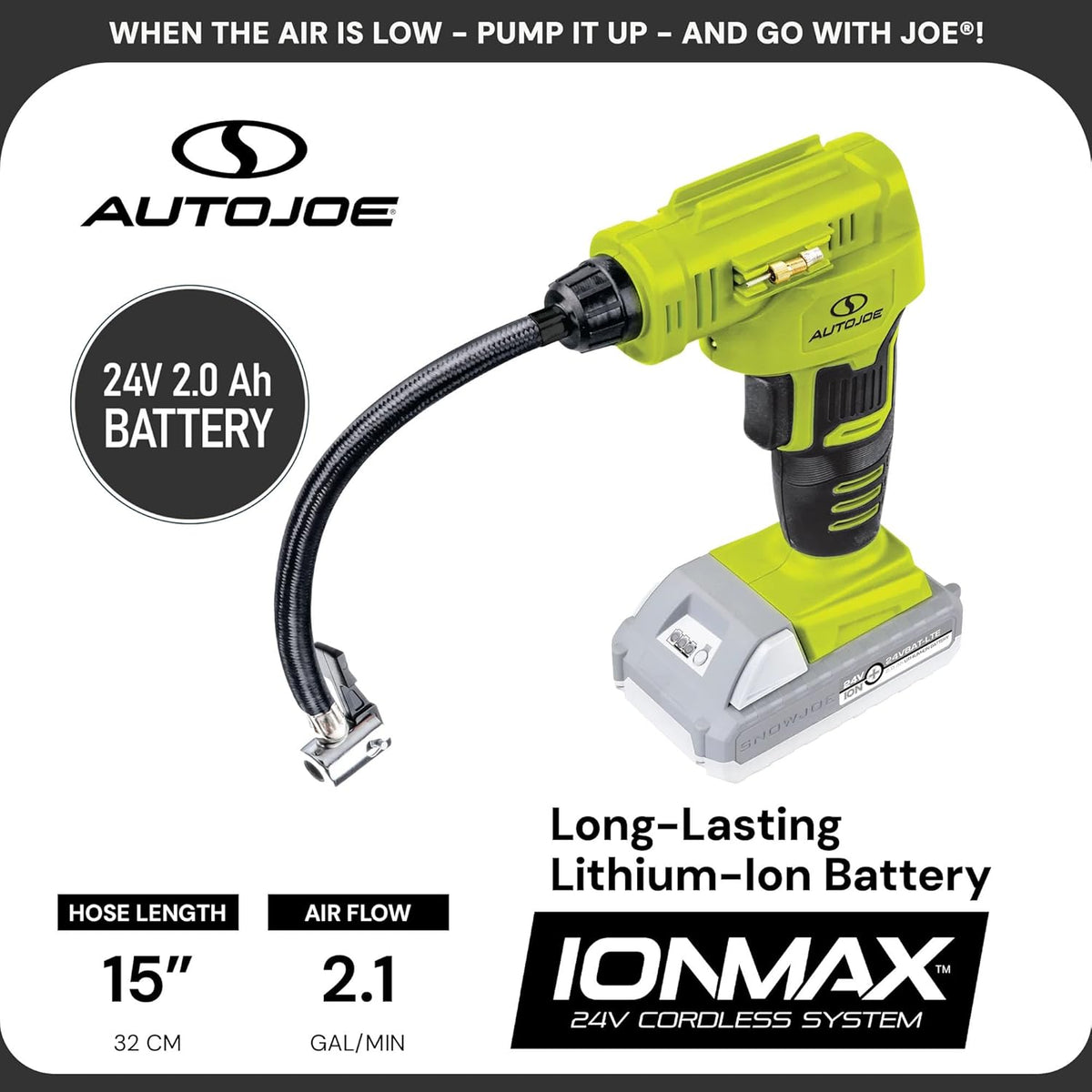 Auto Joe - Kit de compresor 24V-AJC-LTE de aire portátil inalámbric...