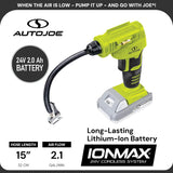 Auto Joe - Kit de compresor 24V-AJC-LTE de aire portátil inalámbric...