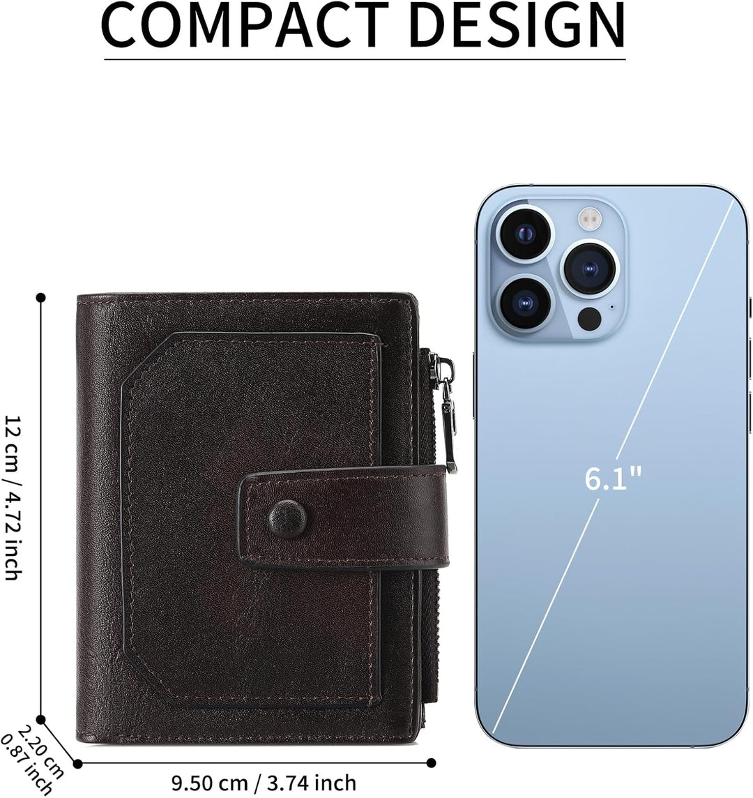 GAEKEAO Billeteras de cuero genuino para hombre con cremallera, blo...
