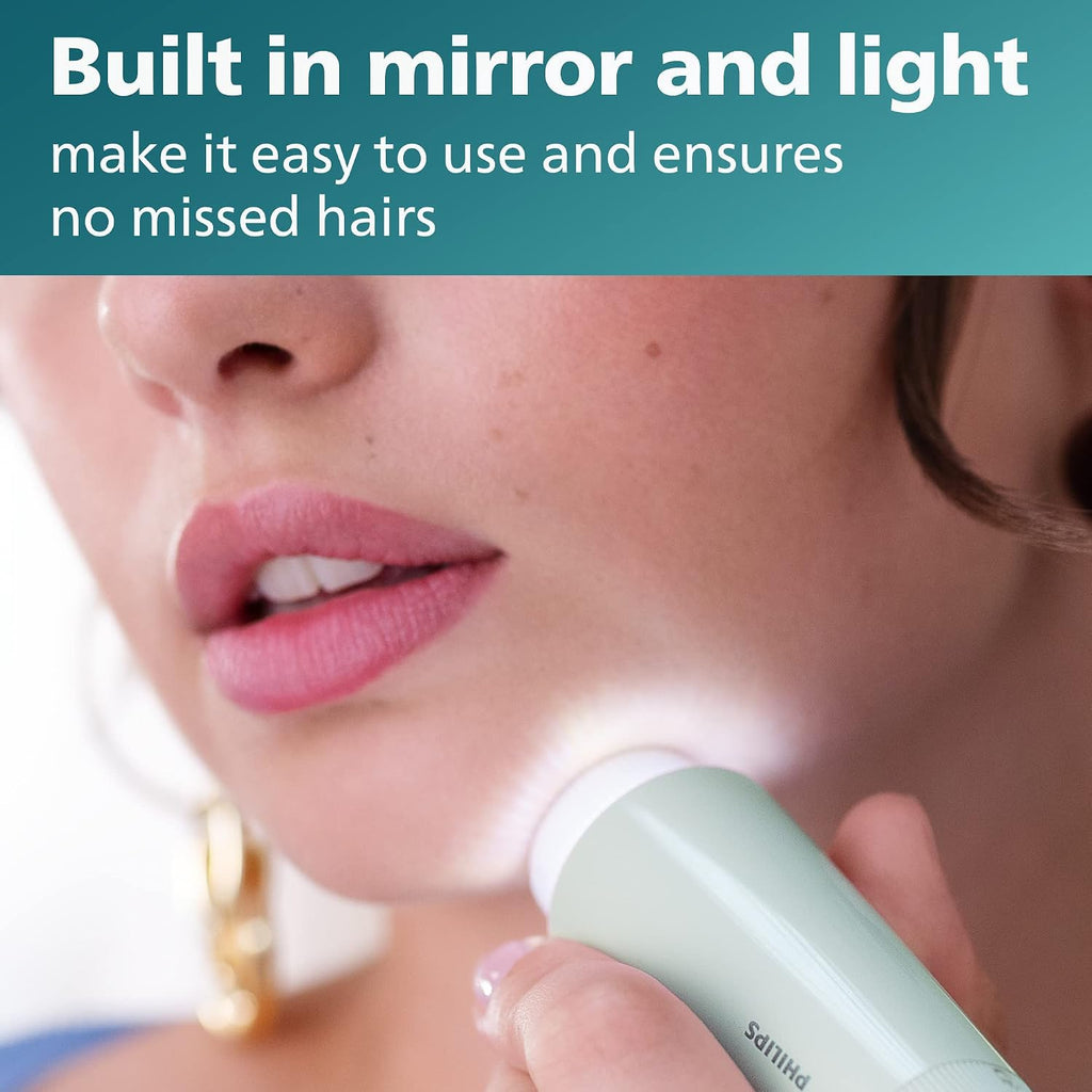 Philips Beauty Serie 5000 - Afeitadora eléctrica y peluquera personal para mujer, inalámbrica y compacta, cabeza hipoalergénica, depilación suave y rápida, fácil retoques, verde menta, BRR474/00