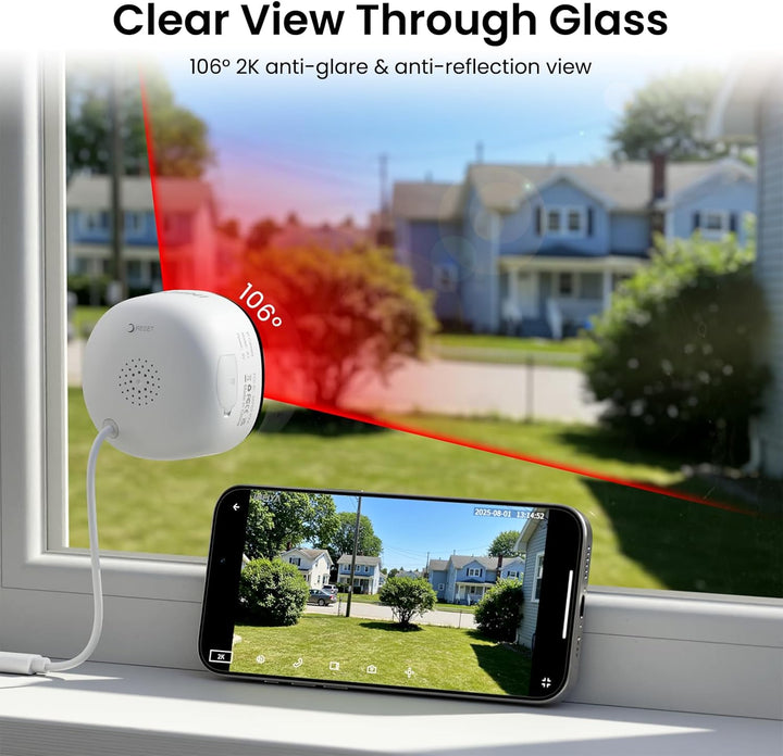 INFIYA Cámaras de ventana 2K para seguridad del hogar, cámara de ve...