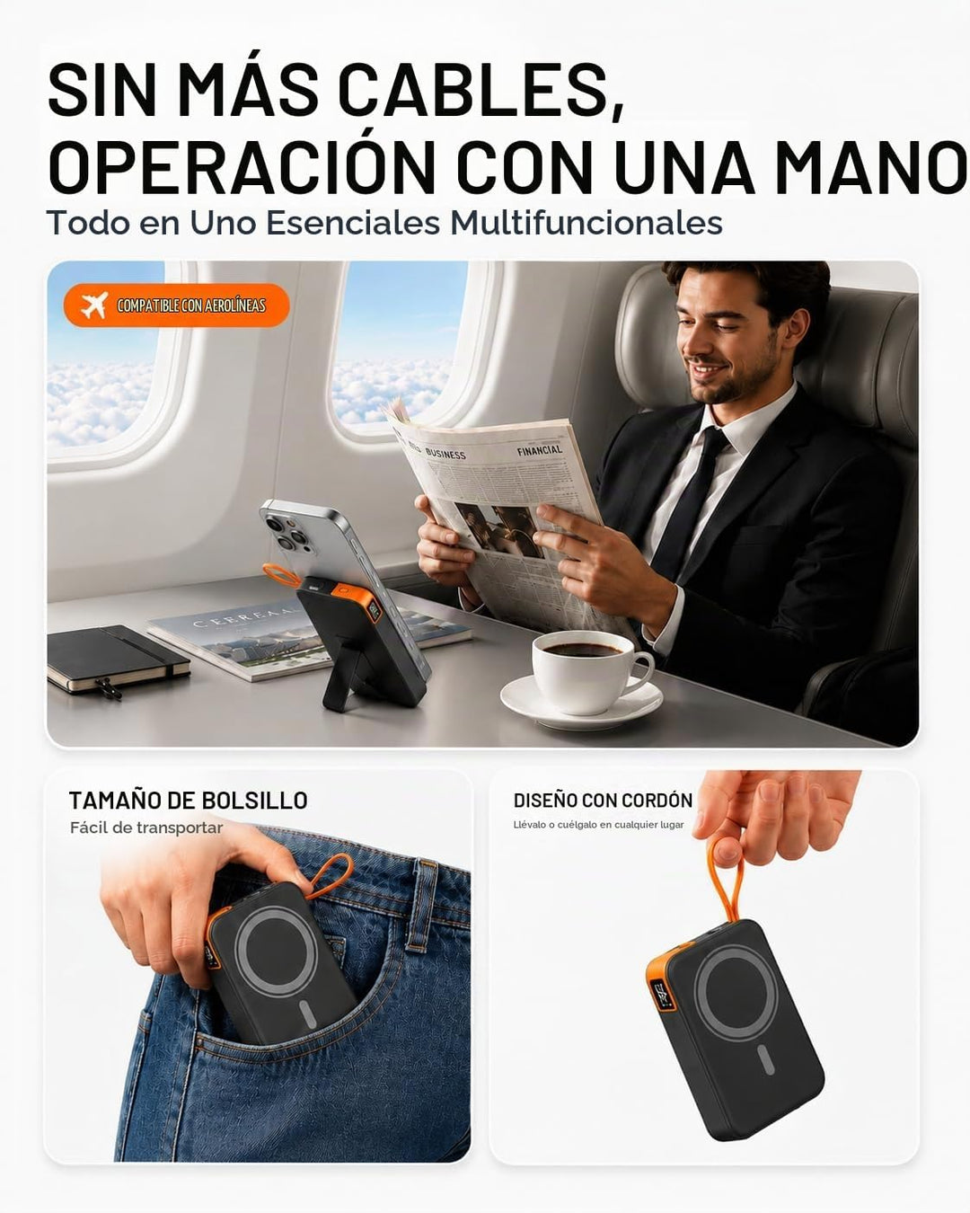Magsafe Power Bank iPhone, cargador portátil magnético USB C de car...