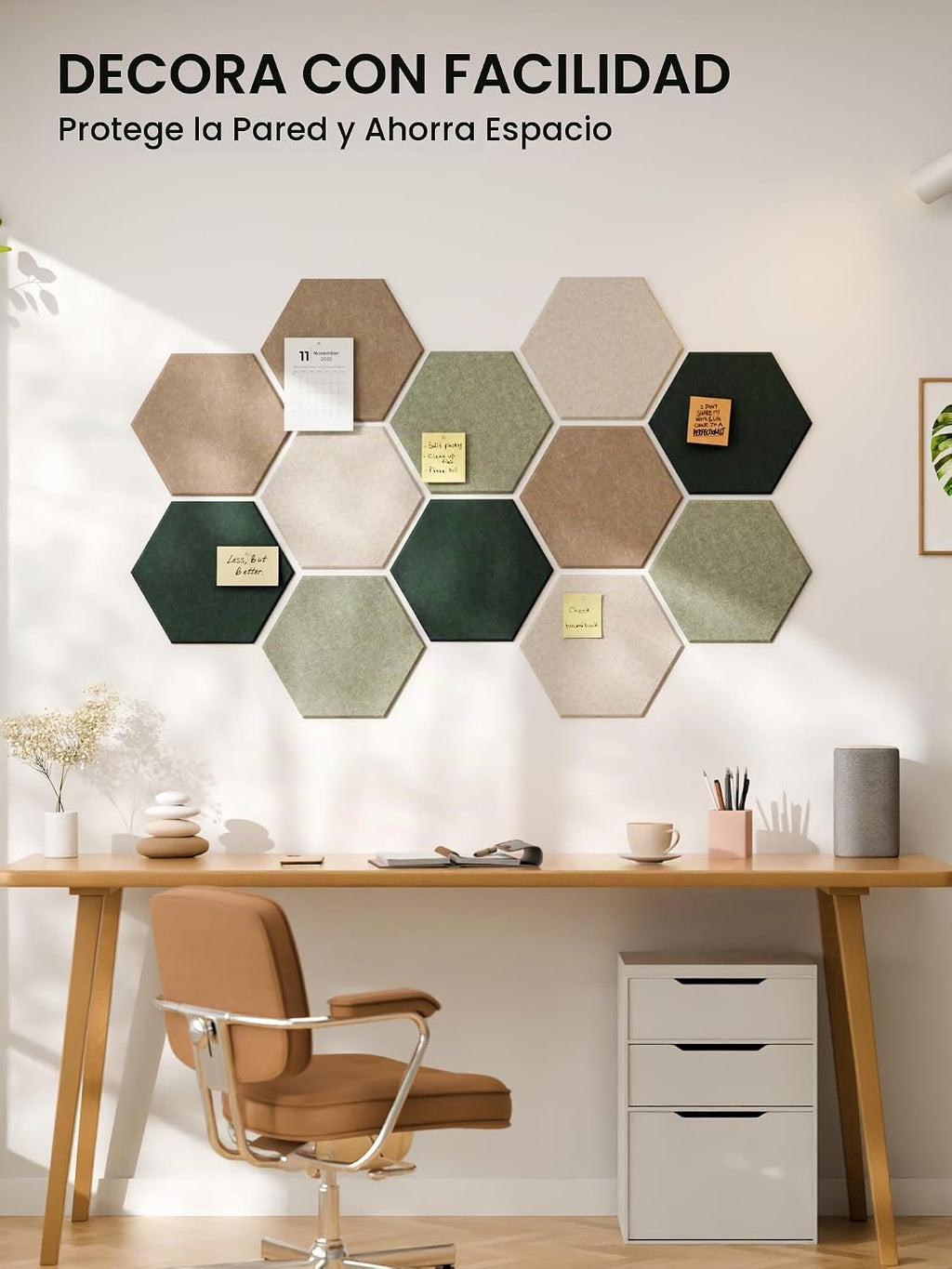 Paquete de 12 azulejos hexagonales de fieltro para tablón de