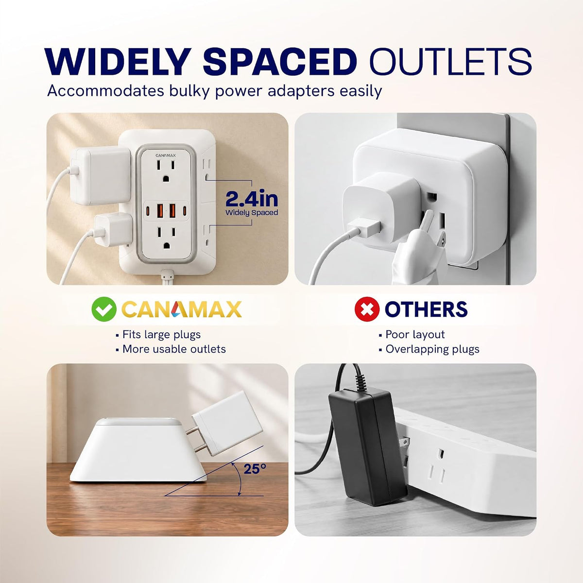 Canamax, hub USB, adaptador 5V/2.4A