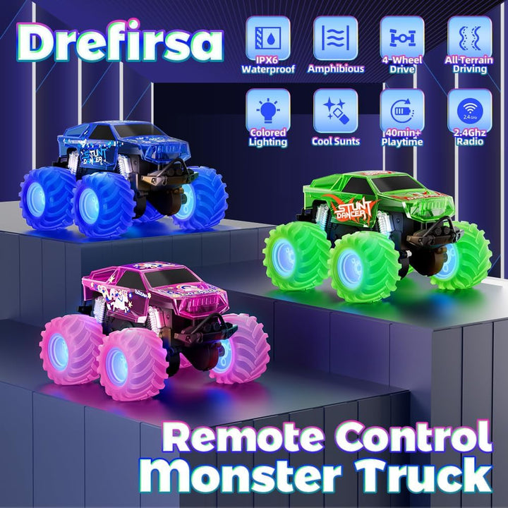 Drefirsa Juguete de camión monstruo anfibio, auto de control remoto...