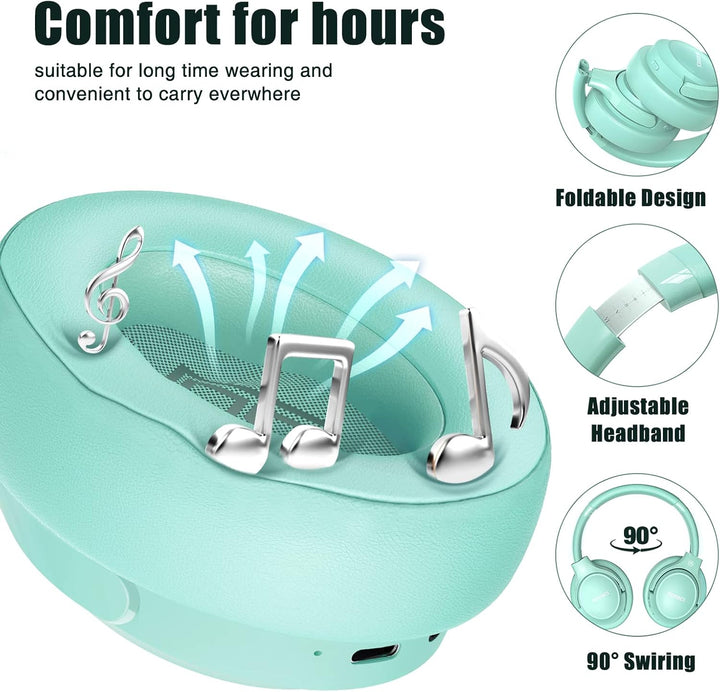 BERIBES Auriculares Bluetooth sobre la oreja, tiempo de reproducció...