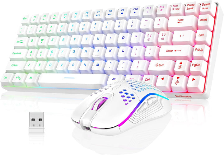 RedThunder K84 Combo de Teclado y Mouse Inalámbrico, Batería Recarg...