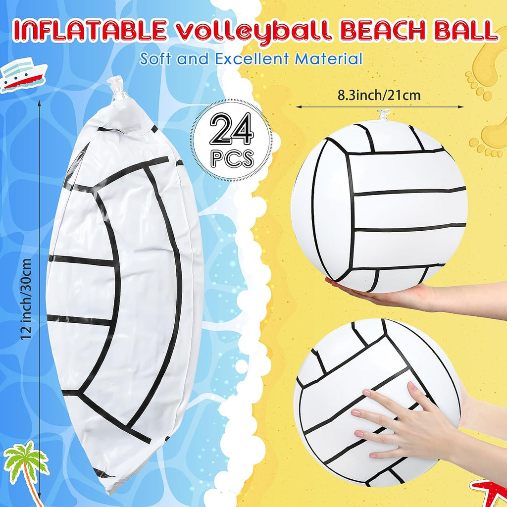 Wettarn 24 pelotas inflables de voleibol de playa de 8 pulgadas, pelotas de voleibol de playa inflables blancas, pelota de voleibol, juguete para piscina, regreso a casa, fiesta de cumpleaños