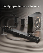 ULTIMEA Barra de sonido de 5.1.2 canales con Dolby Atmos, sistema de sonido envolvente para TV