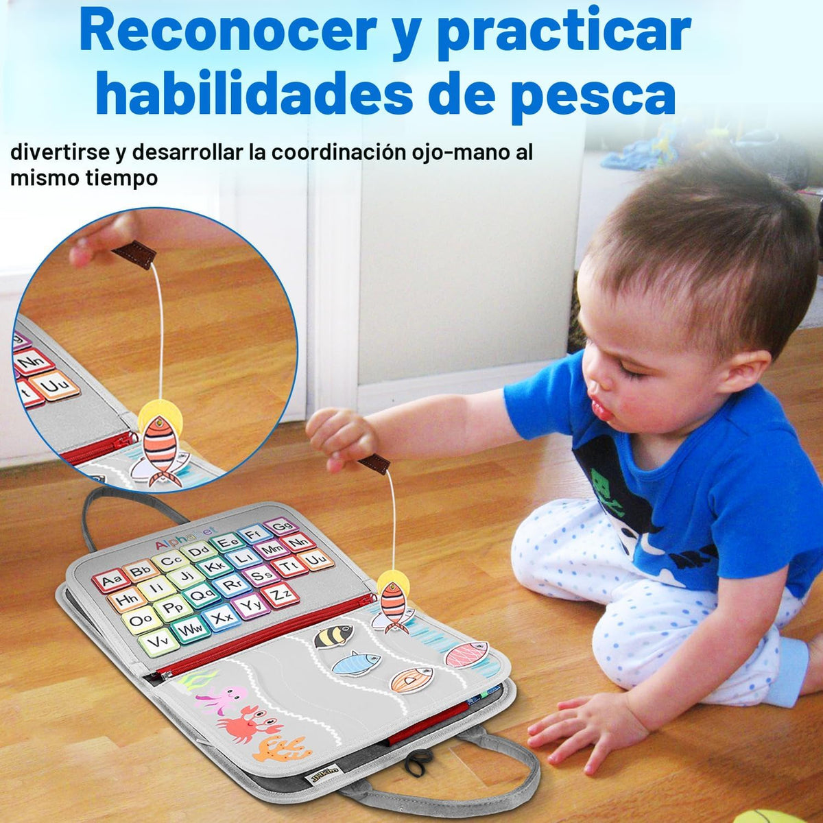 Juguete Montessori para niños y niñas, regalos de cumpleaños, juguete sensorial de viaje para autismo, actividad educativa, libro sensorial ocupado para aprender habilidades motoras finas, gris