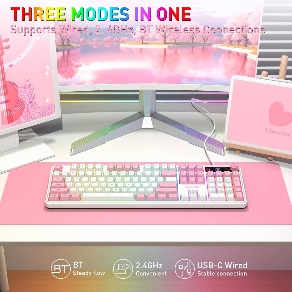 Redragon K526 PRO Teclado inalámbrico para juegos de membrana RGB