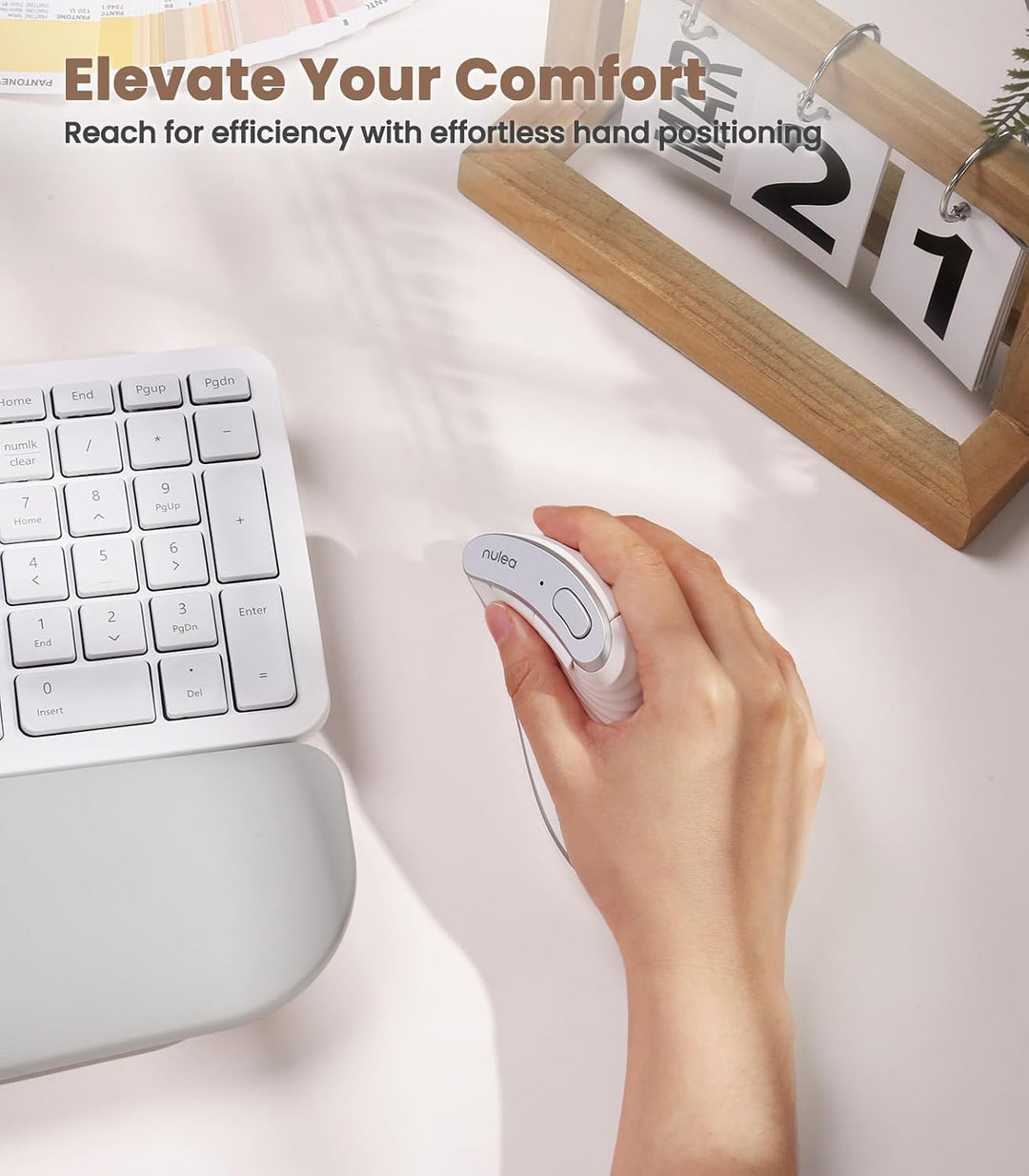 Nulea M510 - Mouse vertical inalámbrico, ergonómico para un seguimi...