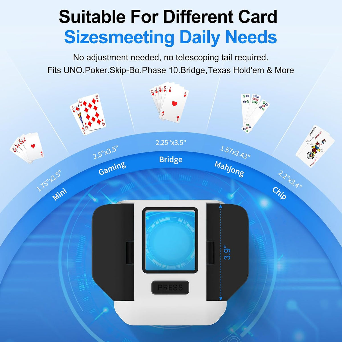 Barajador automático de cartas|1-2 barajadoras de cartas eléctricas|Baterías recargables portátiles de póquer, blackjack, uno, skip-bo, fase 10 más jugando barajador para juego en casa, viajes