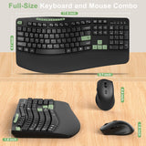 Combo de teclado y mouse inalámbricos, teclado ergonómico con 6 tec...