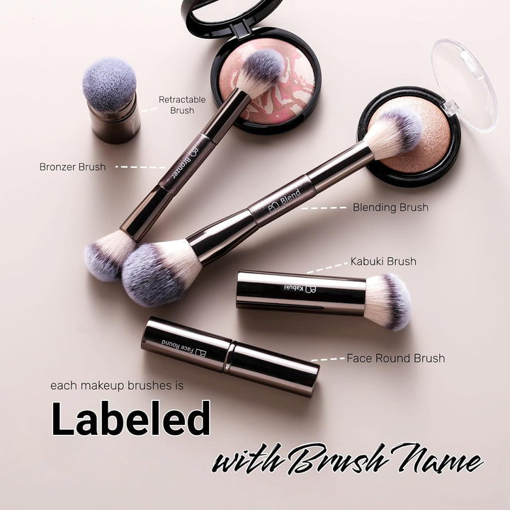 Brochas de maquillaje profesionales BS-MALL con estuche de viaje, b...