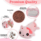 Peluche de gato con peso para microondas, 2.2 libras, peluche de gato rosa grande, lavable a máquina, sin perfume, bonita almohadilla térmica de animal, juguete de peluche cálido para adultos y niños, bordado de flores rosas, 15 pulgadas