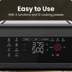 Chefman Horno freidora de aire 5 en 1 de 12 cuartos de galón con temporizador digital, pantalla táctil y 12 ajustes preestablecidos, horno de convección de encimera de tamaño familiar, piezas aptas para lavavajillas