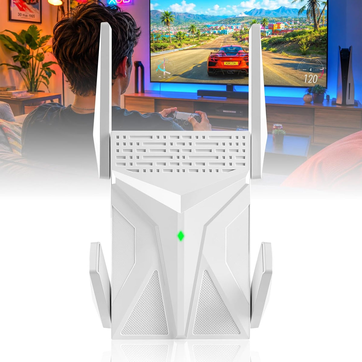 Extensor WiFi 6 AX3000 2026, amplificador de señal WiFi para el hogar, banda dual (2.4G/5.8G), amplificador WiFi con punto de acceso 10 veces más rápido, hasta 19,888 pies cuadrados y compatible con