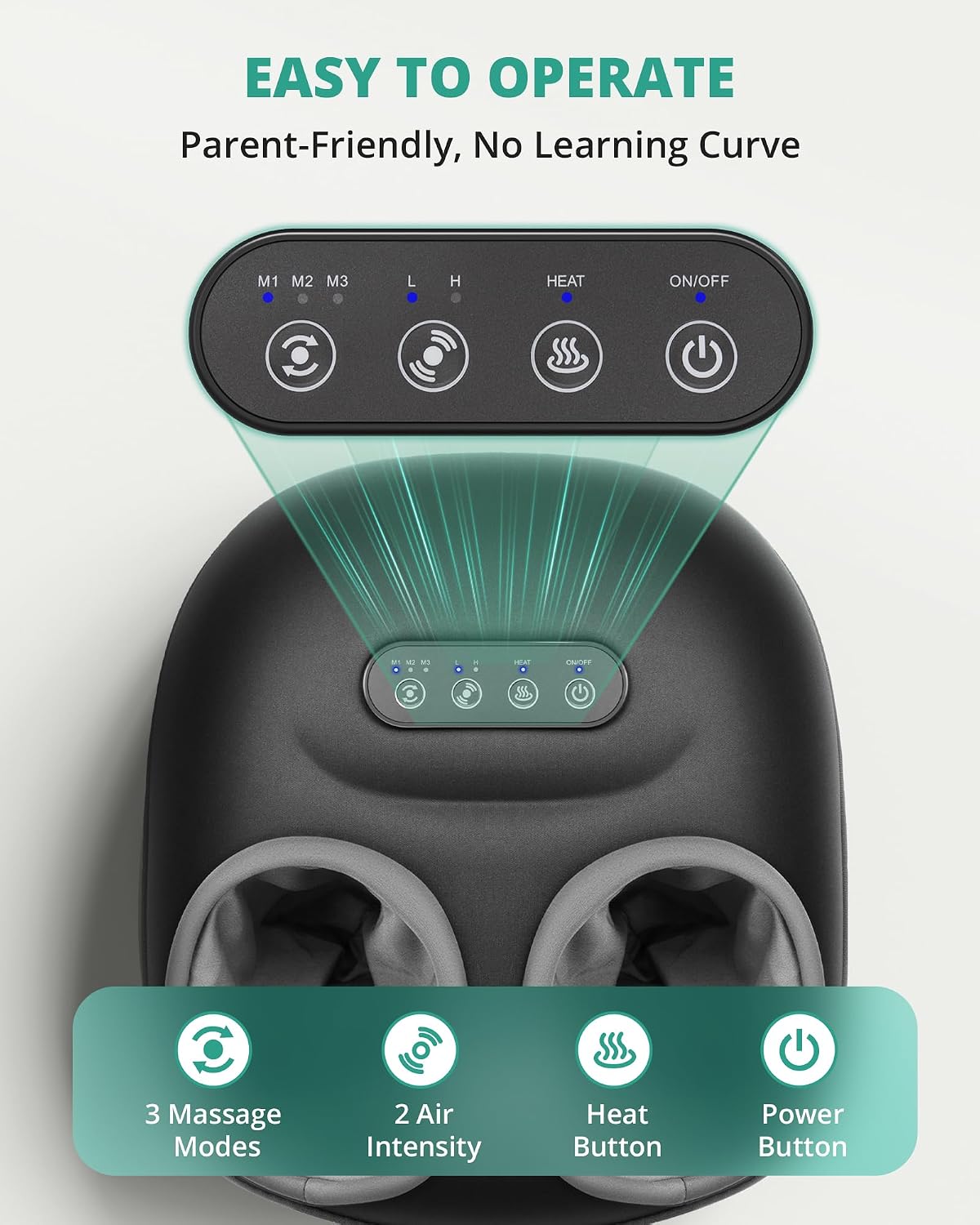 Medcursor Masajeador de pies con calor, masajeadores de pies Shiatsu mejorados 2026 para aliviar el dolor, cansado, fascitis plantar, presión de aire ajustable, se adapta a hasta 13 pulgadas