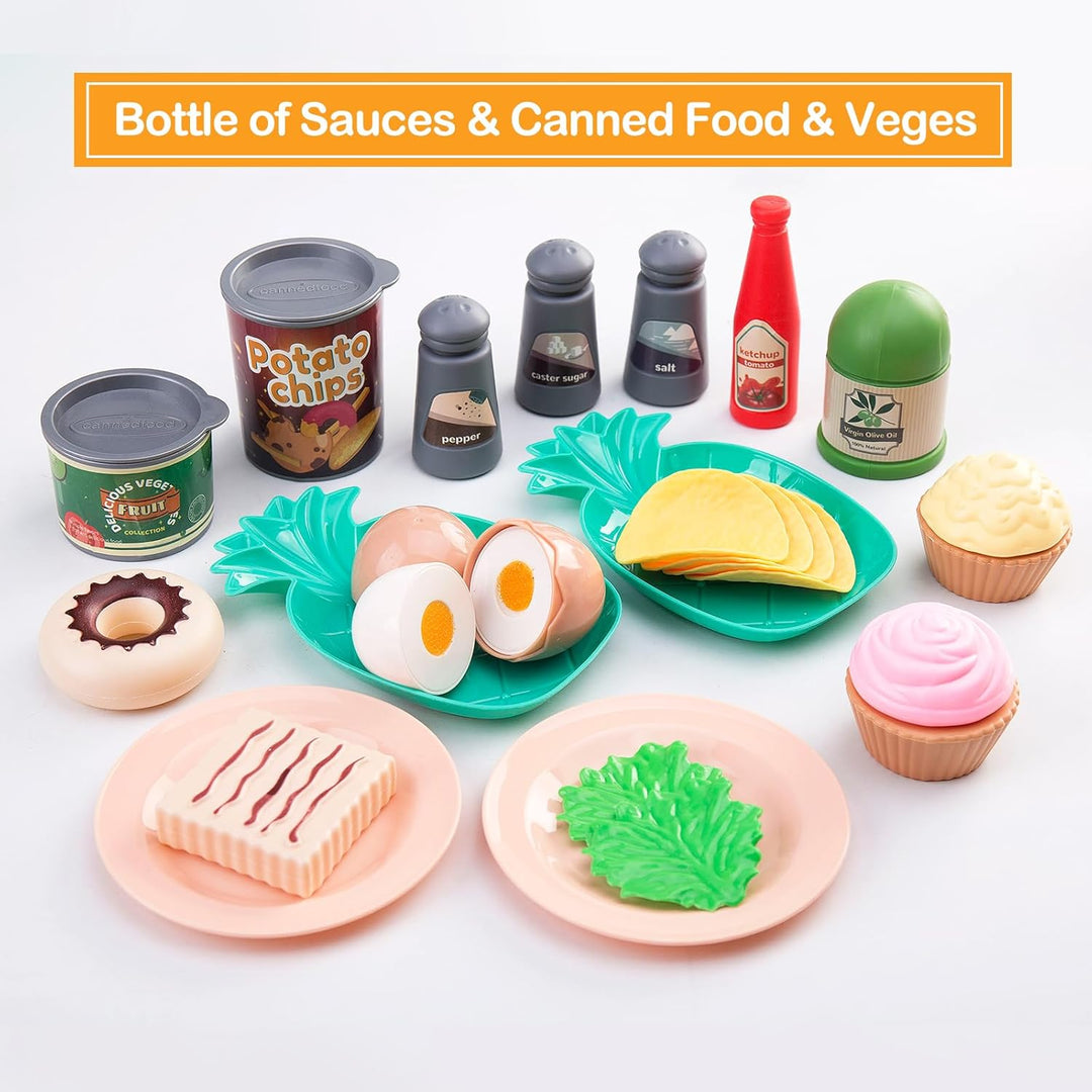 80 piezas de juego de cocina de simulación para niños pequeños, jue...