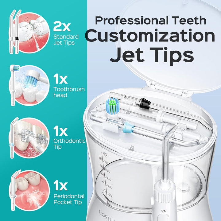COSLUS E1 - Hilo dental eléctrico para agua, 12 ajustes de presión...