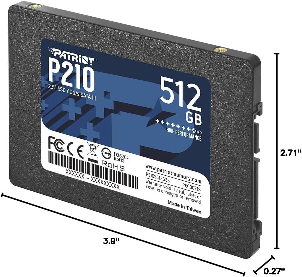 Patriot P210 512GB Unidad SSD Interna - SATA 3 2.5" - Unidad de...