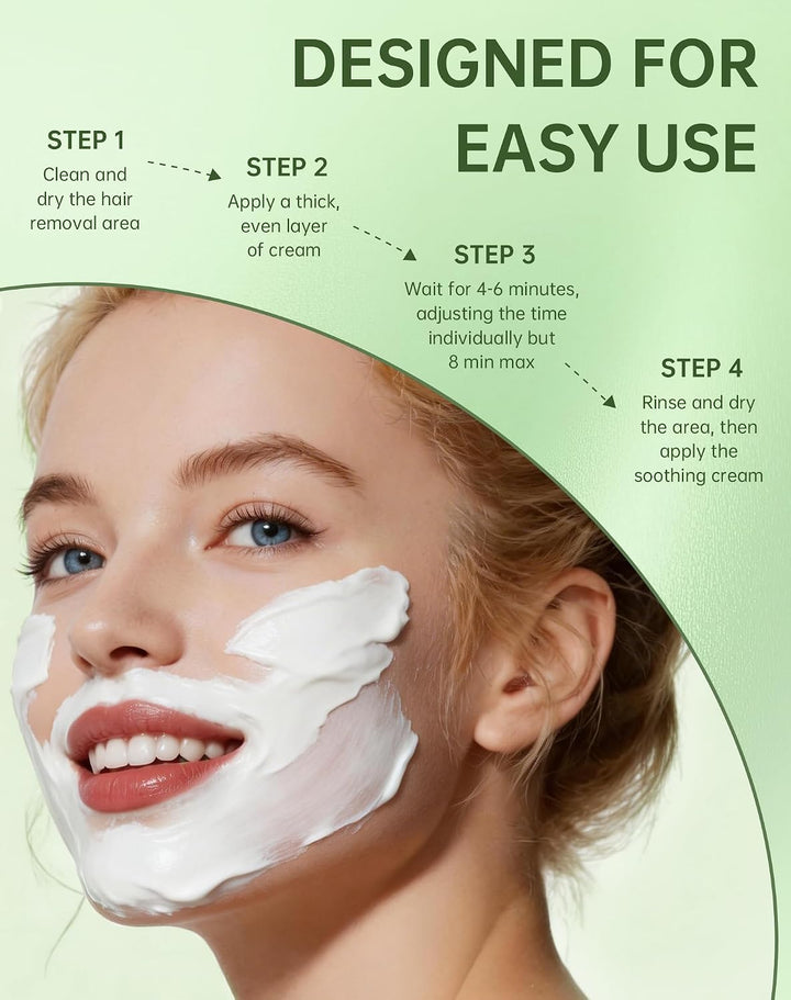 Depilación facial para mujeres + crema calmante, removedor de vello...