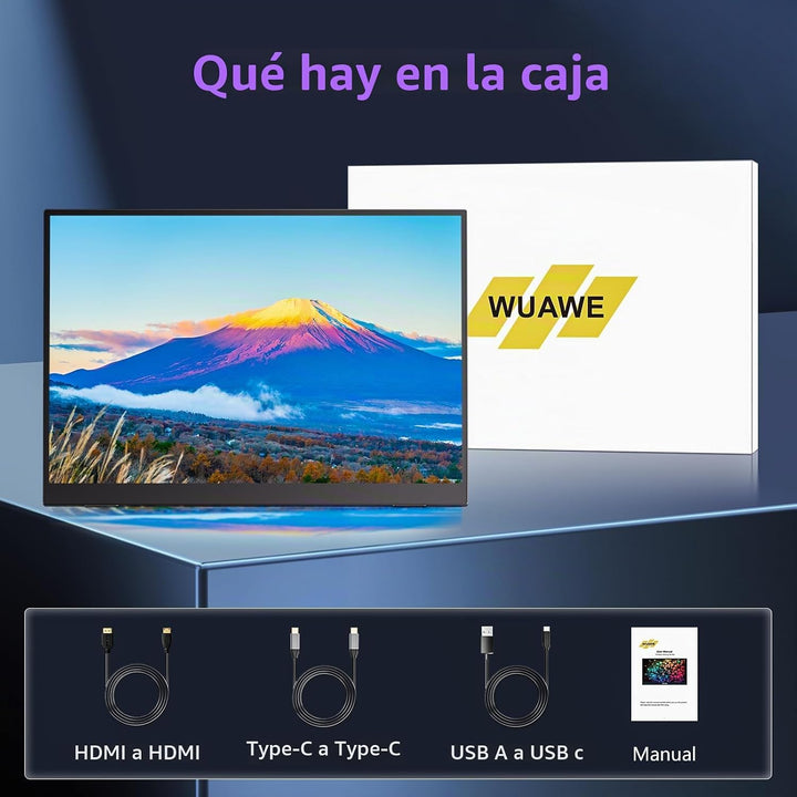 WUAWE Monitor portátil de 14 pulgadas con función atril para laptop...