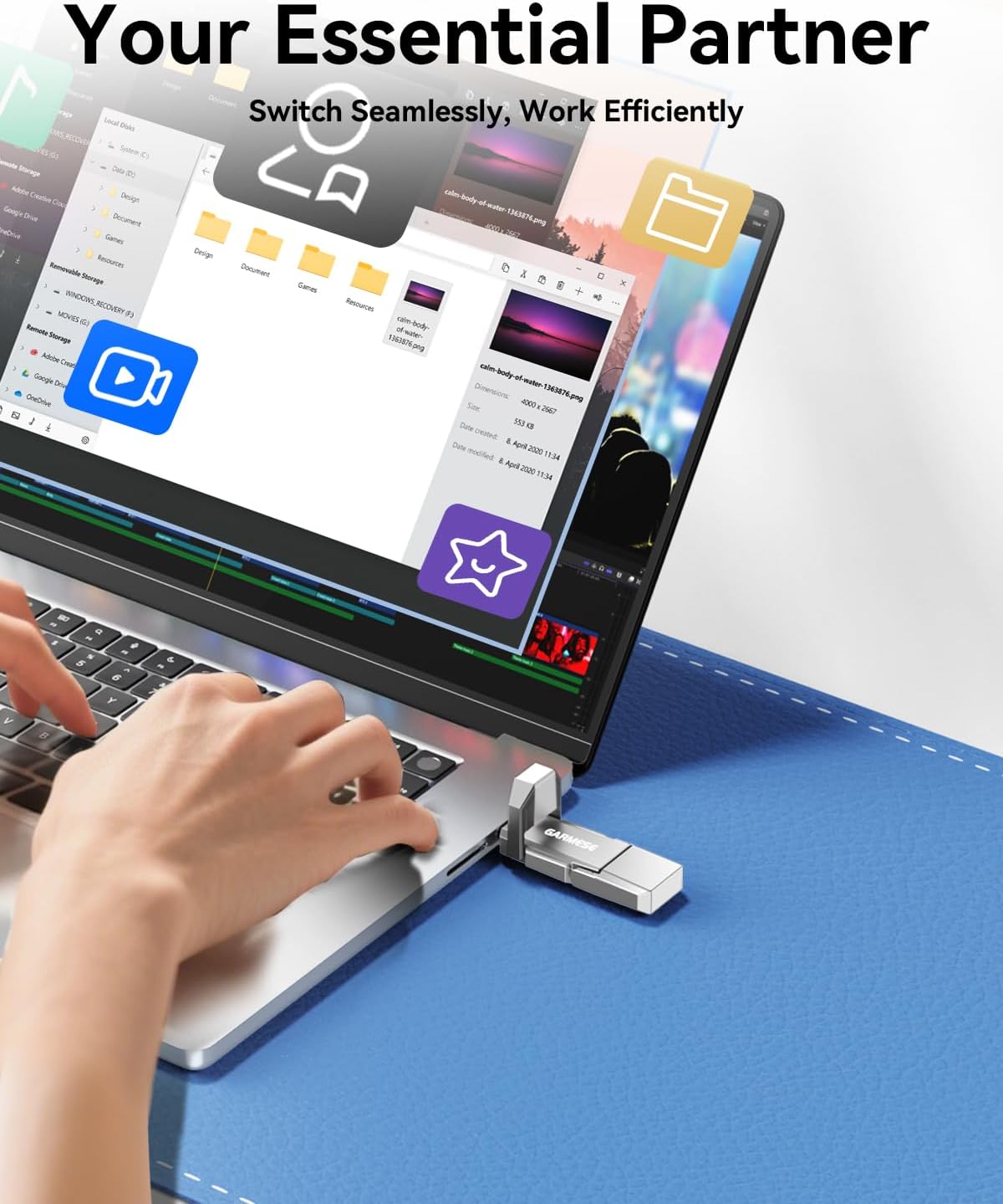 GARMESE Unidad flash USB C de 128GB hasta 450MB\/s USB 3.2 Unidad d...