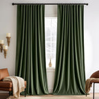 MIULEE Cortinas de terciopelo verde oliva de 96 pulgadas 2 paneles - Plisadas con pinza, lujosas cortinas opacas para oscurecer la habitación, cortinas de ventana para dormitorio y sala de estar
