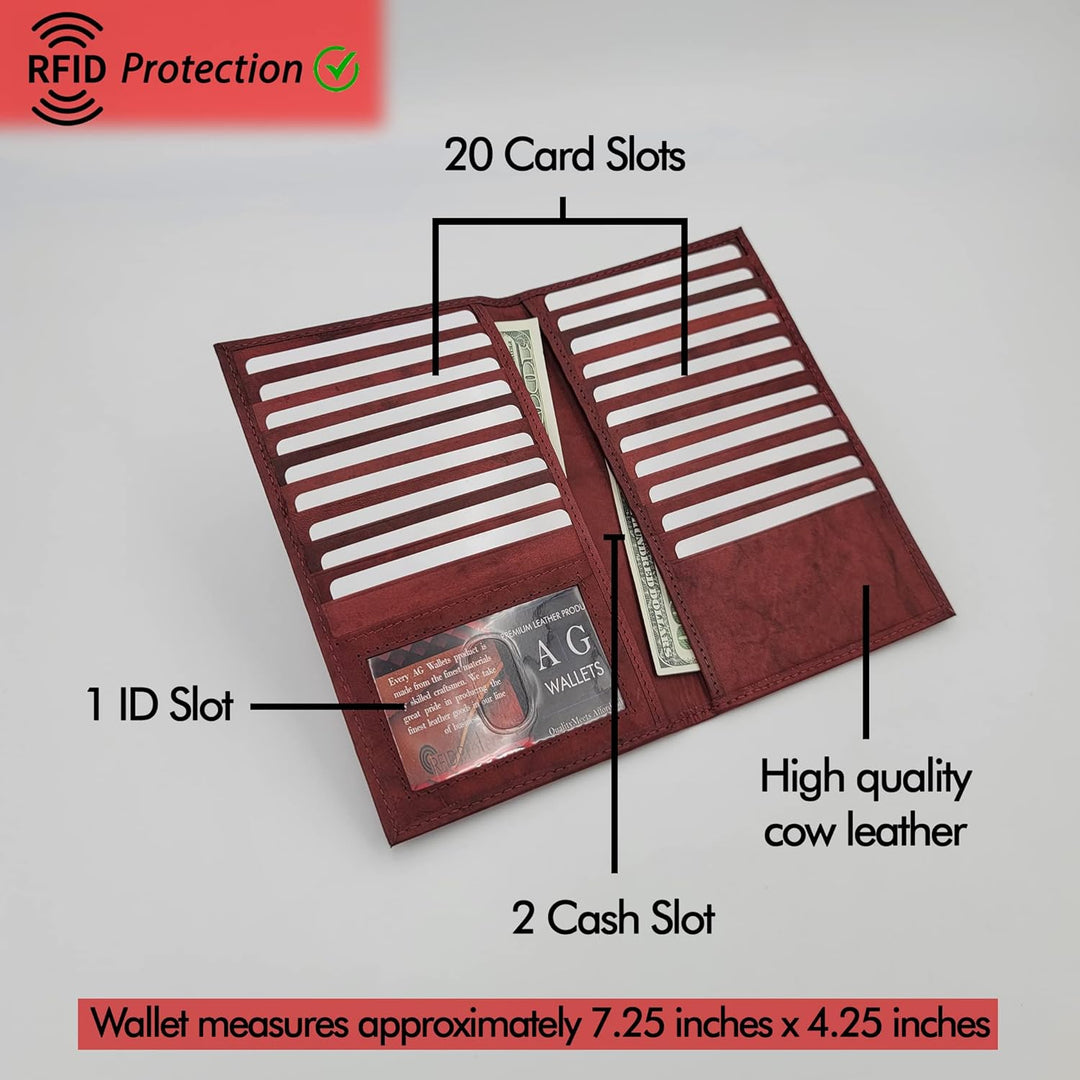 ag wallets Cartera Larga de Cuero Genuino para Hombre con ID para 1...