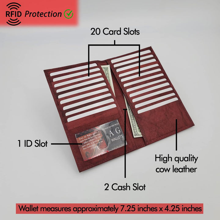 ag wallets Cartera Larga de Cuero Genuino para Hombre con ID para 1...
