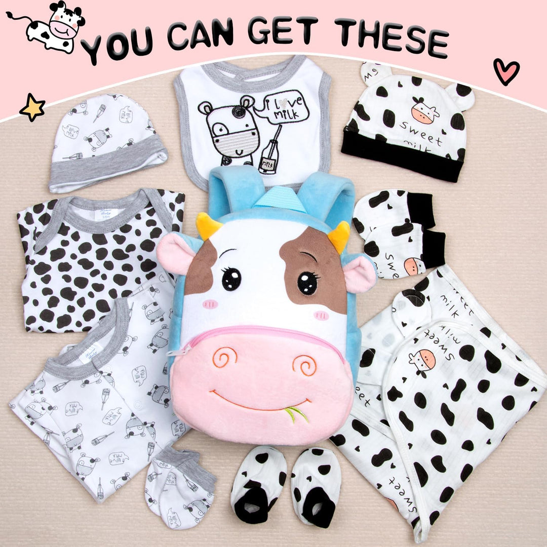 Ropa de muñeca Reborn con mochila de vaca, manta para envolver paña...