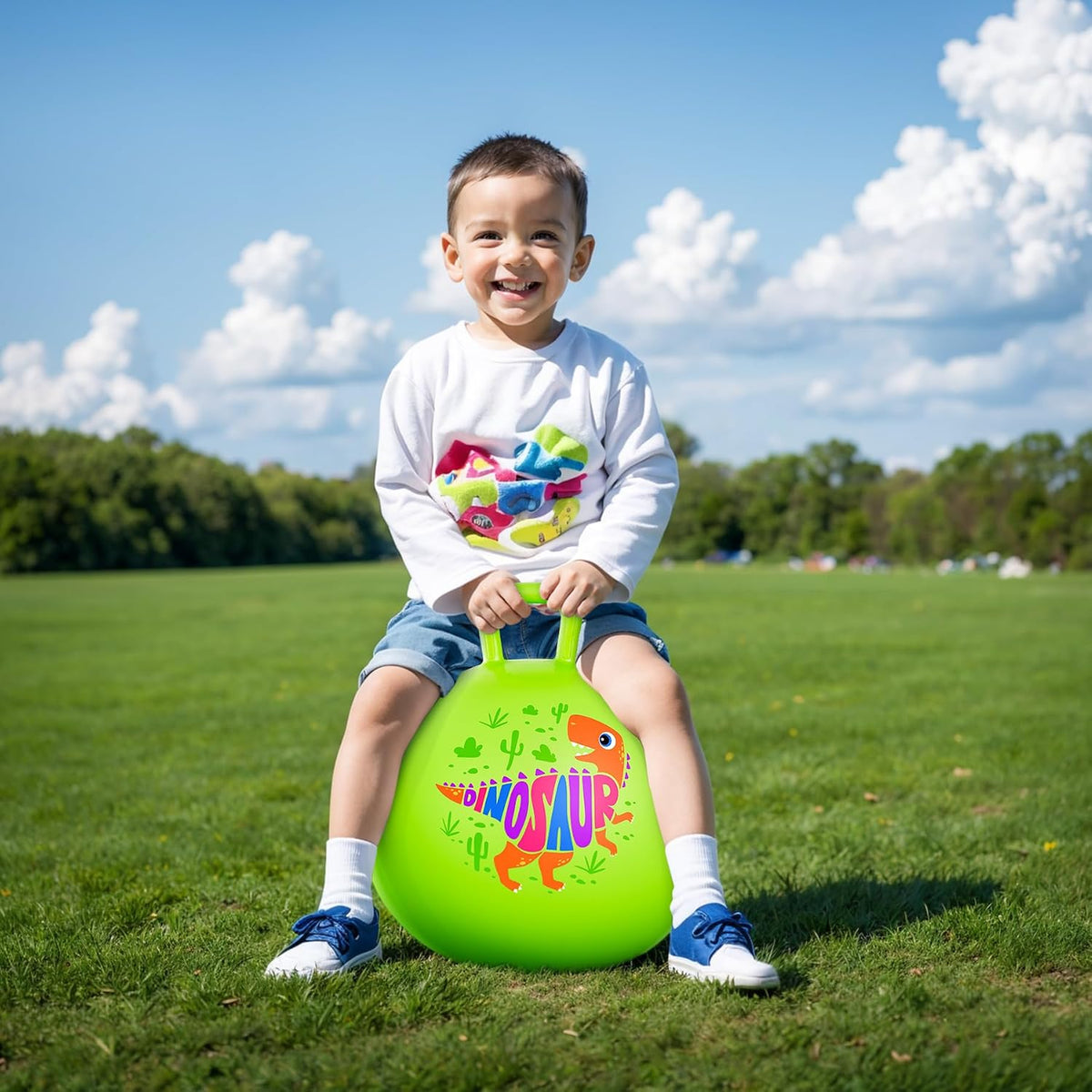 Bola de tolva para niños de 3 a 8 años, pelota hinchable de 18 pulgadas con asa, dinosaurio verde