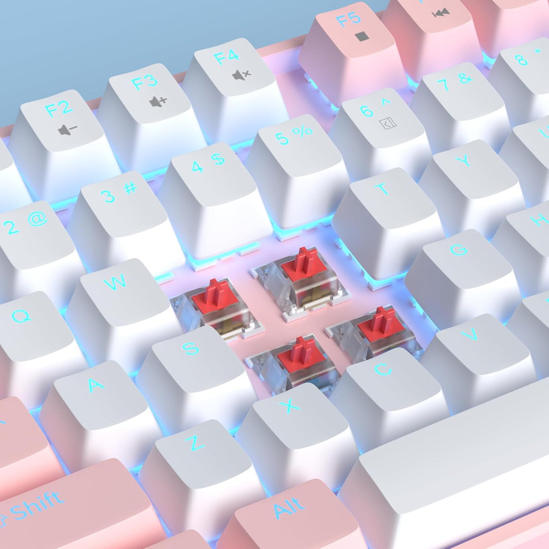 MageGee Teclado mecánico 75% para juegos, interruptor rojo, retroil...