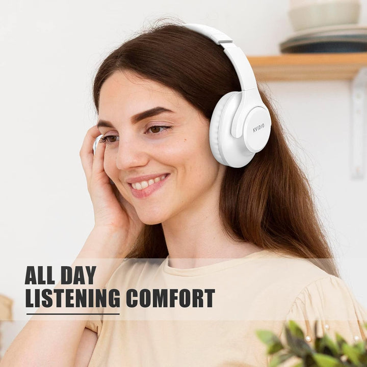 KVIDIO Auriculares Bluetooth sobre la oreja, 65 horas de reproducci...