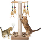 Rascador para gatos, rascador de sisal con juguetes de enriquecimiento para
