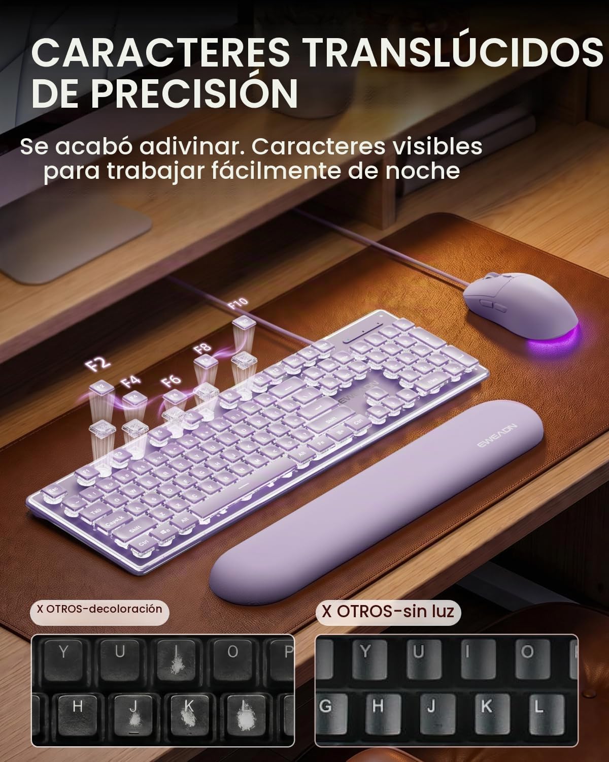 EWEADN GX710S Combo de teclado y mouse con cable con teclas de pudí...