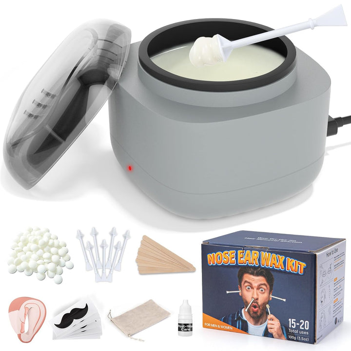 AUZEAL Kit de cera nasal para hombre, mini calentador de cera para...