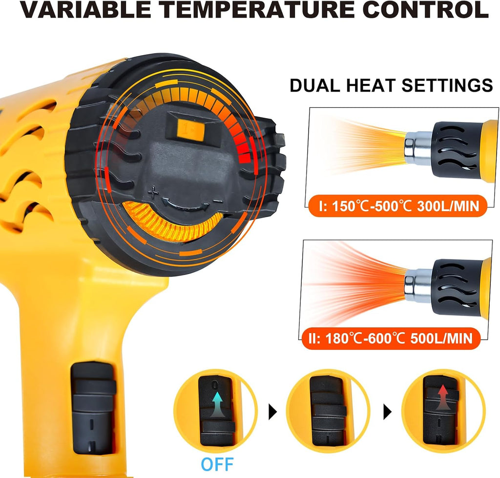 Pistola de calor de 1800 W, pistola de aire caliente de 100 ℉