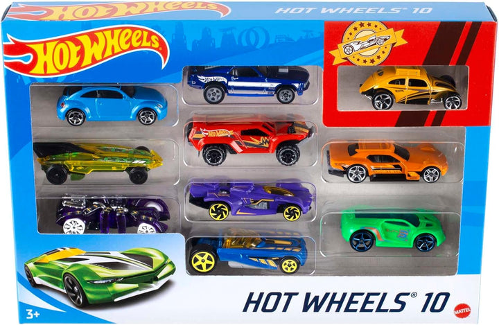 Hot Wheels Juego de 10 camiones y autos de juguete a escala 1:64 pa...