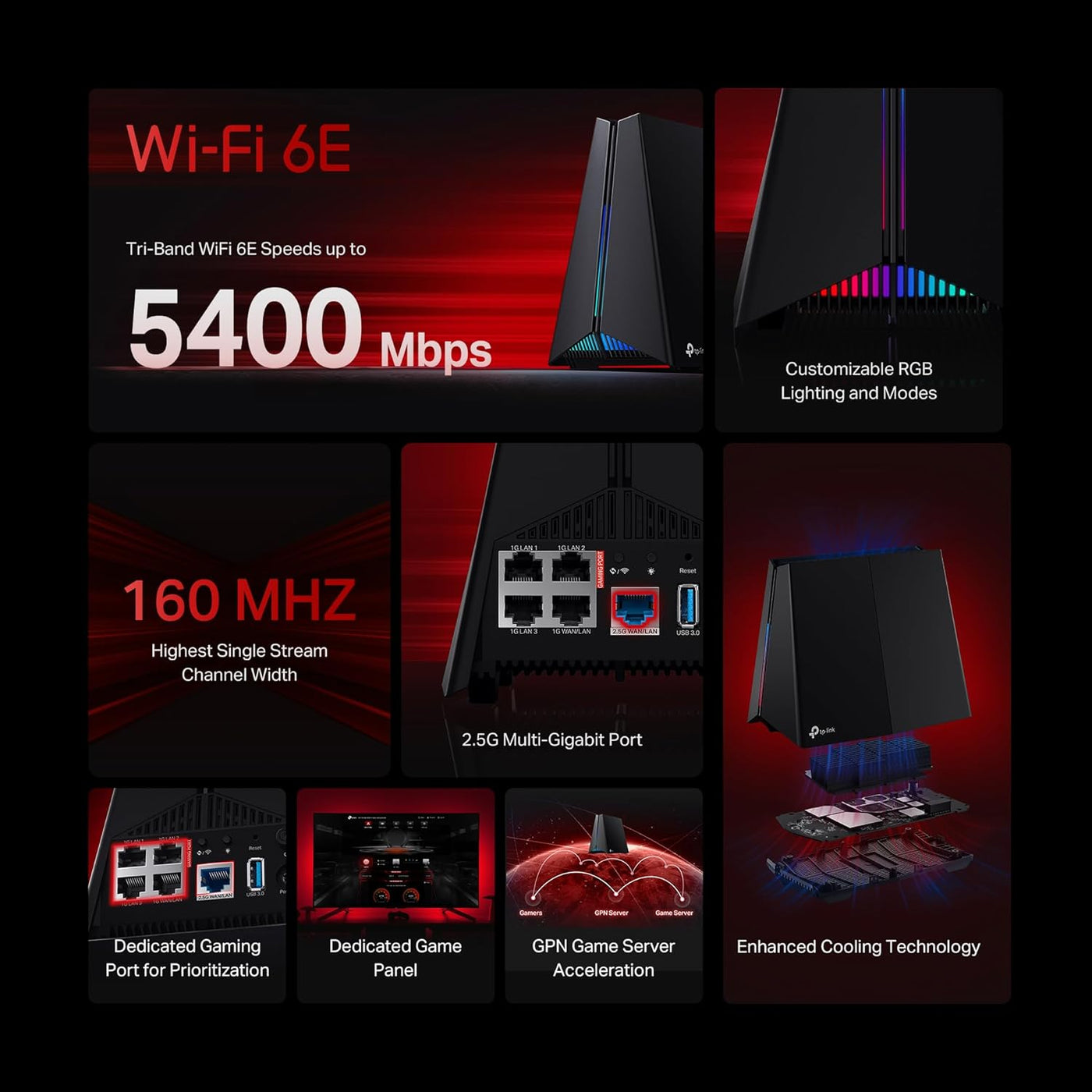 TP-Link Tri-Banda AXE5400 Wi-Fi 6E Router de Juegos Archer GXE75 |...
