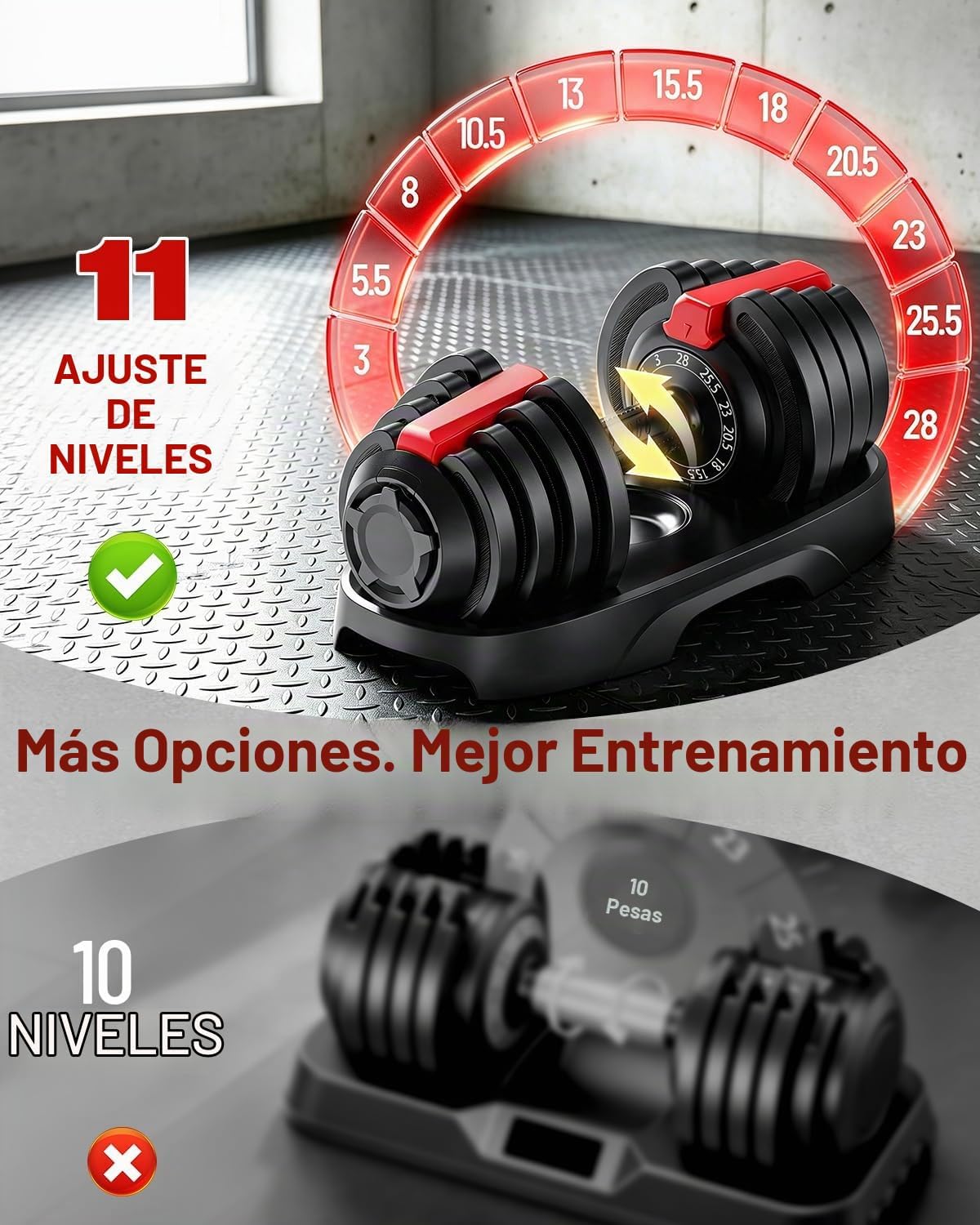 Juego de mancuernas ajustables de 28/40/90 libras, mancuernas ajustables de