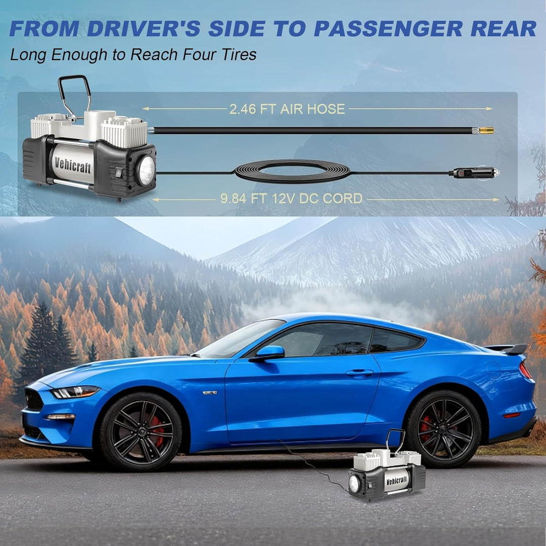 Vehicraft Inflador de Neumáticos Portátil Compresor de Aire Platead...